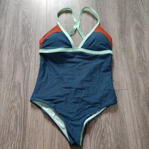 Prana V Neck Ultra Low Back One Piece Swimsuit